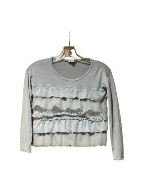 77 Kids Gray Ruffle Tee Girls Size Medium